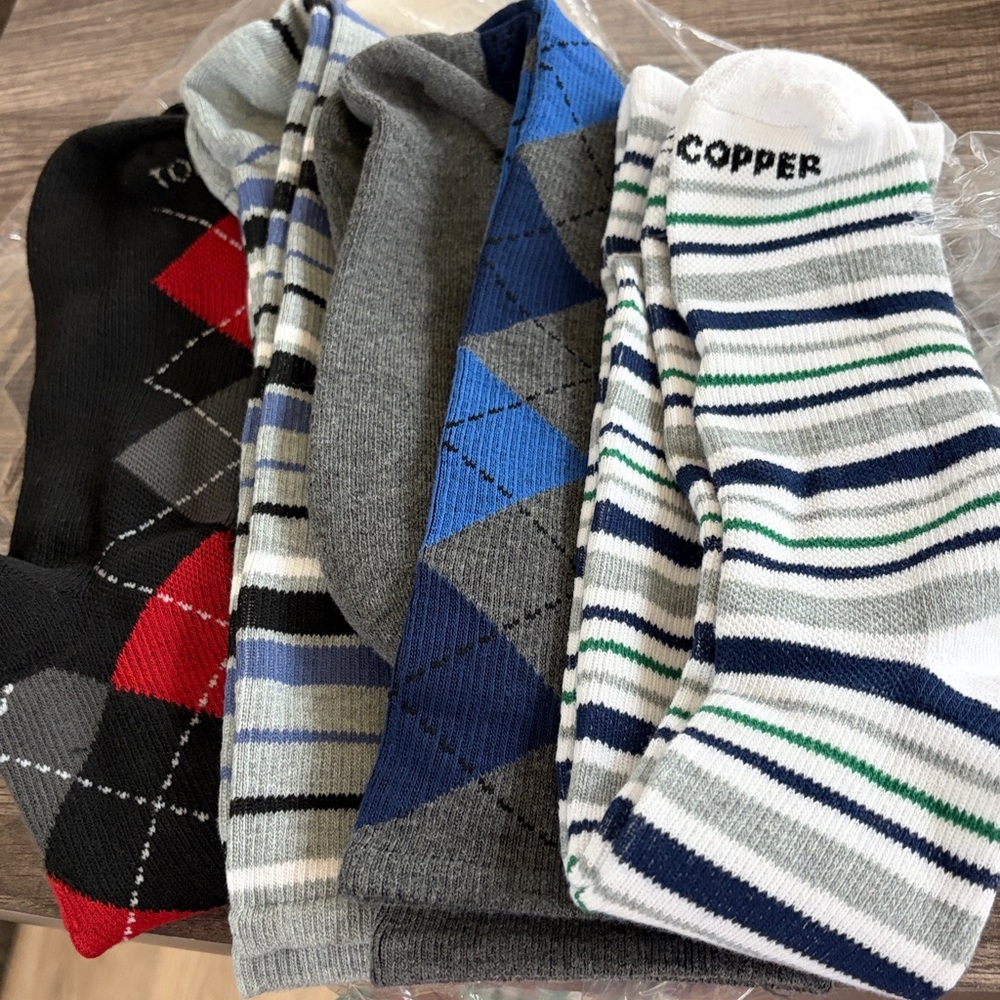 Men’s Tommy Copper Variety Compression Socks 4 Pair OTC NWT